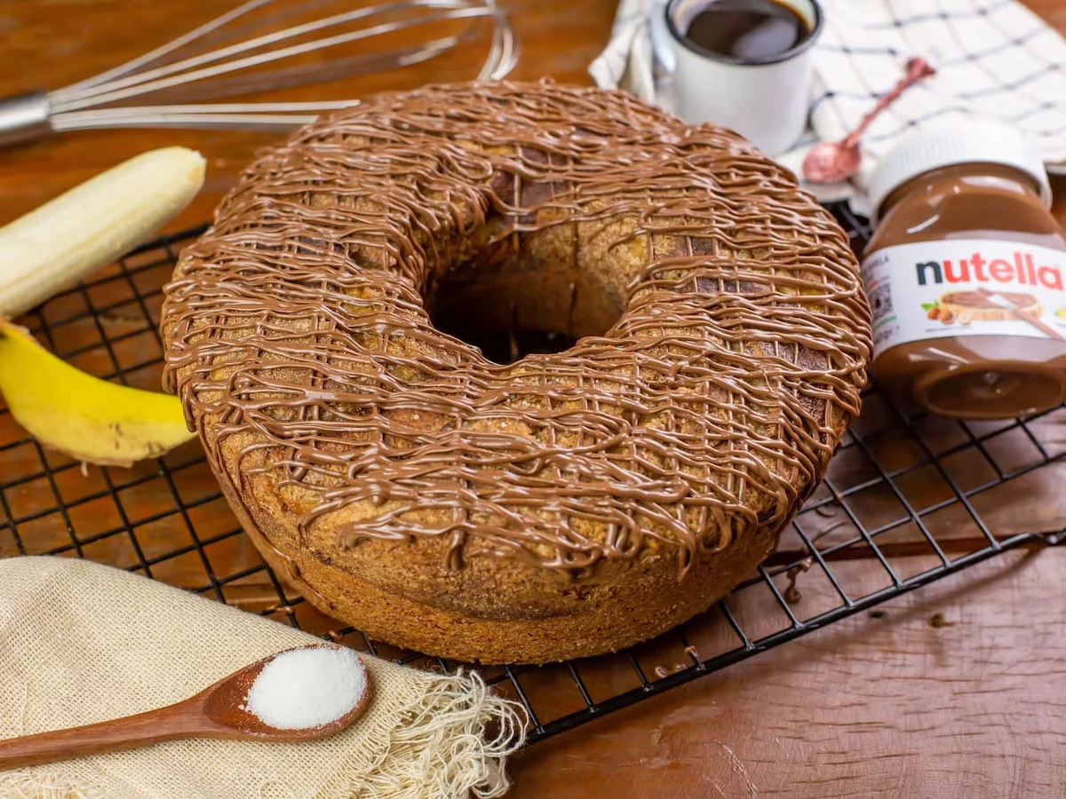 Bolo de banana com Nutella